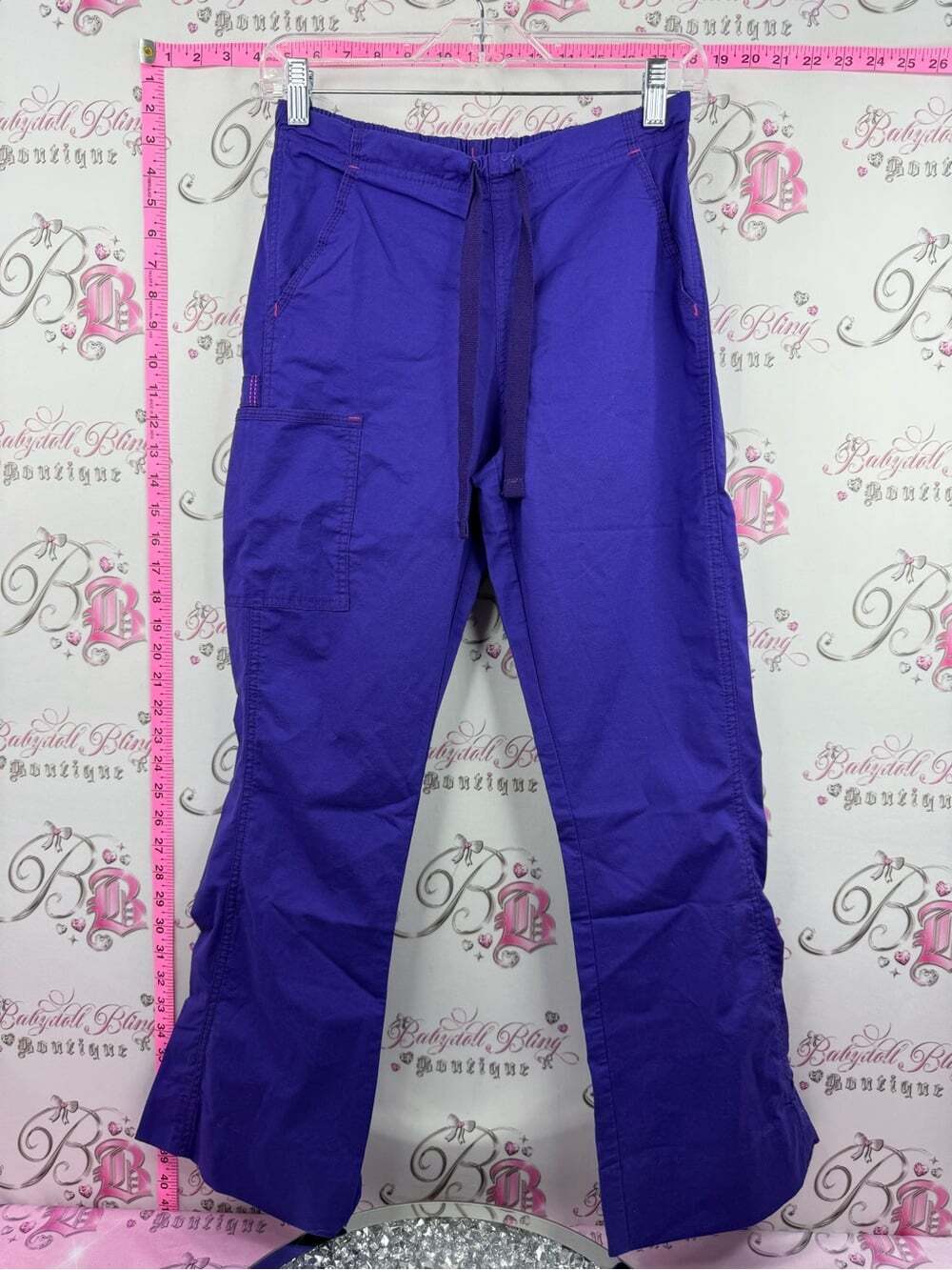 SPREAD GOOD CHEER! scrubs pants cargo Women's Purple Drawstring Cargo Joggers